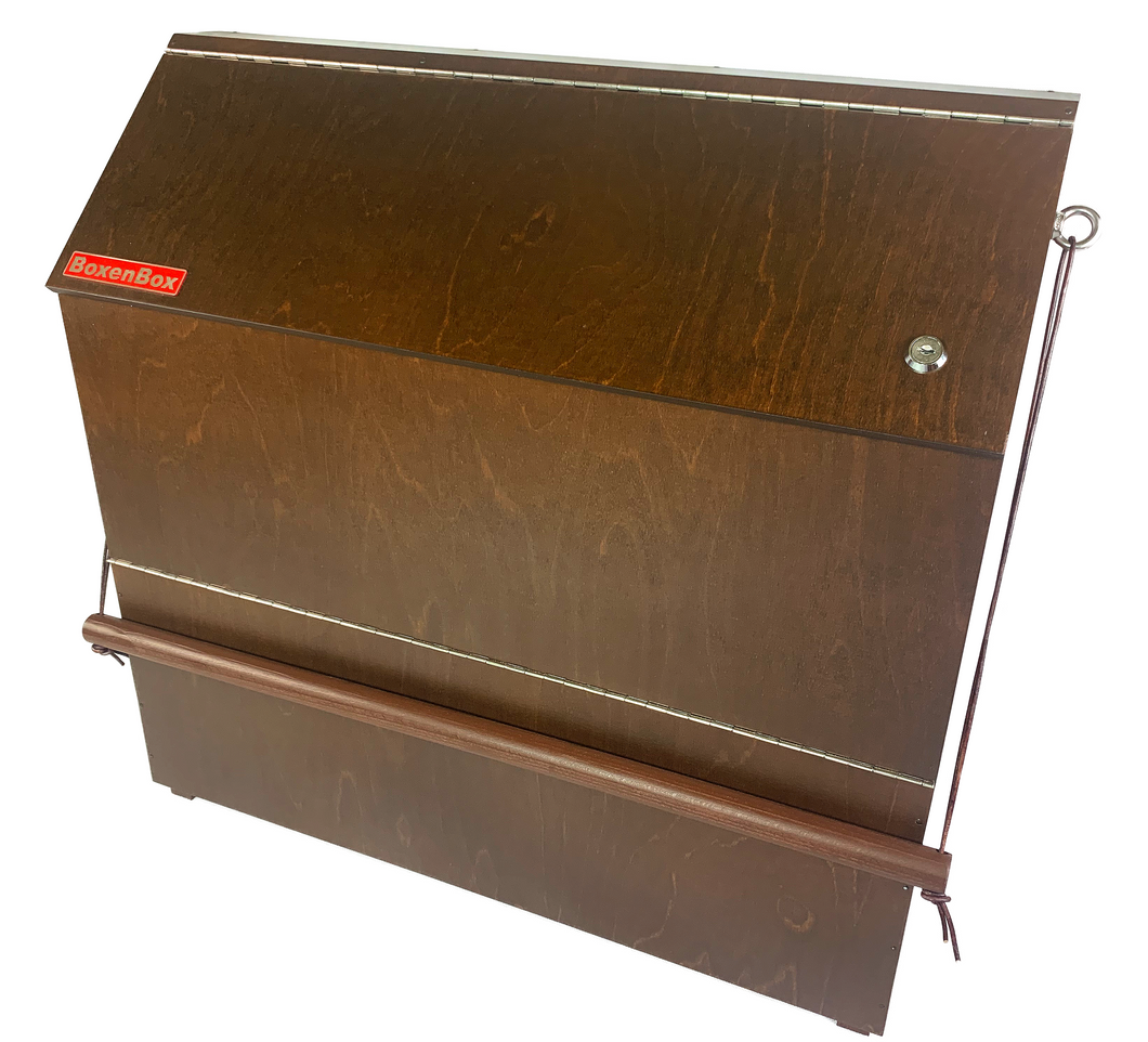 La BoxenBox® - práctica caja de almacenamiento para accesorios de caballos de madera - marrón oscuro